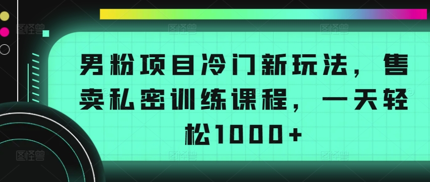 mp7130期-男粉项目冷门新玩法，售卖私密训练课程，一天轻松1000+