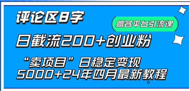 mp7562期-抖音评论区8字日截流200+创业粉 “卖项目”日稳定变现5000+