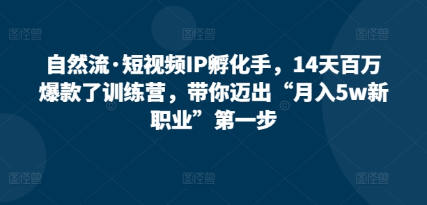 mp7565期-自然流·短视频IP孵化手，14天百万爆款了训练营，带你迈出“月入5w新职业”第一步