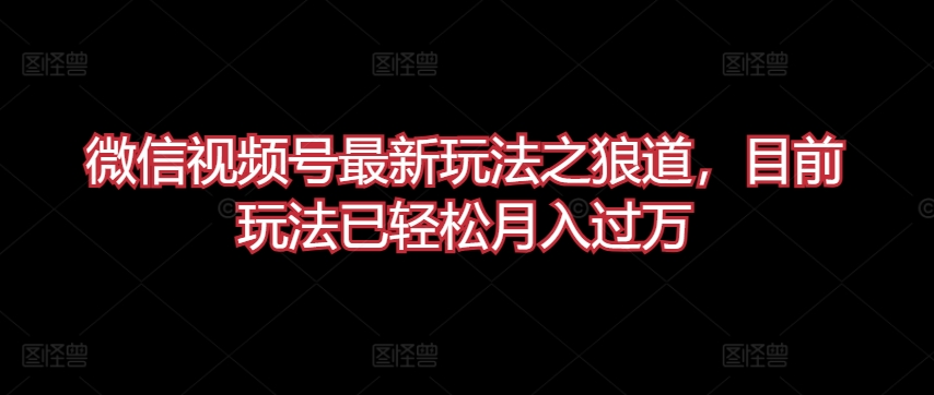 mp7648期-微信视频号最新玩法之狼道，目前玩法已轻松月入过万