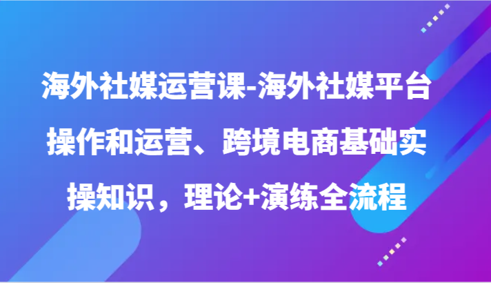 fy3613期-海外社媒运营课-海外社媒平台操作和运营、跨境电商基础实操知识，理论+演练全流程