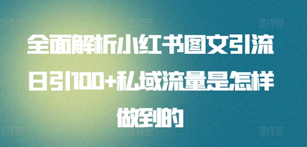 mp7669期-全面解析小红书图文引流日引100+私域流量是怎样做到的