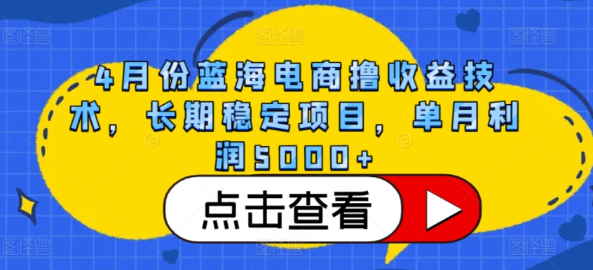 mp7689期-4月份蓝海电商撸收益技术，长期稳定项目，单月利润5000+