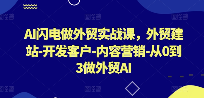 mp7705期-AI闪电做外贸实战课，​外贸建站-开发客户-内容营销-从0到3做外贸AI