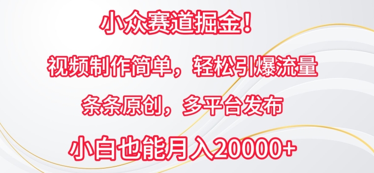 mp7709期-小众赛道掘金，视频制作简单，轻松引爆流量，条条原创，多平台发布