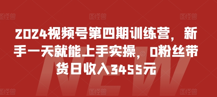 mp7771期-2024视频号第四期训练营，新手一天就能上手实操，0粉丝带货日收入3455元