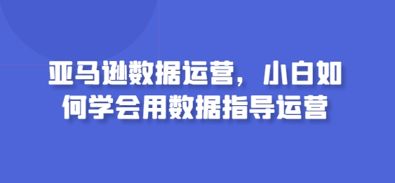 mp7774期-亚马逊数据运营，小白如何学会用数据指导运营