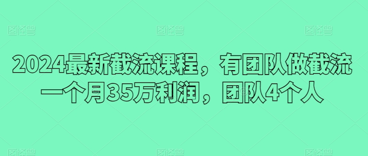 mp7830期-2024最新截流课程，有团队做截流一个月35万利润，团队4个人