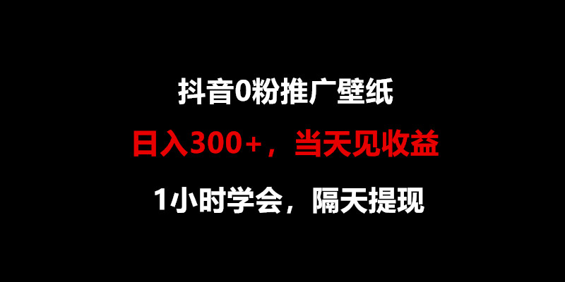 fy3789期-日入300+，抖音0粉推广壁纸，1小时学会，当天见收益，隔天提现