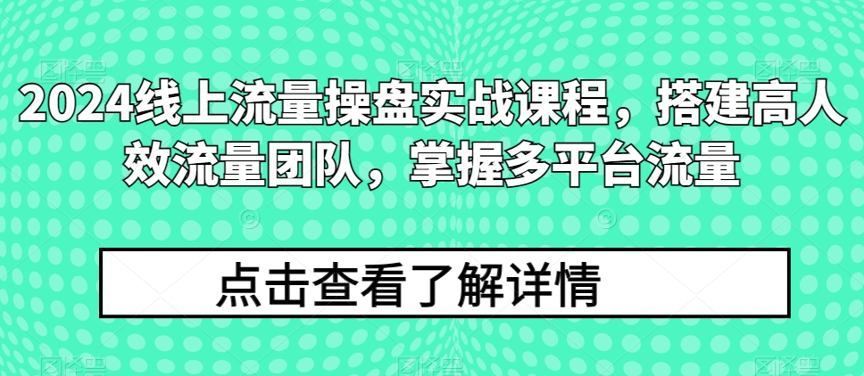 mp7950期-2024线上流量操盘实战课程，搭建高人效流量团队，掌握多平台流量