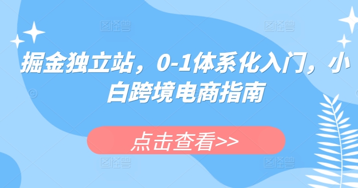 mp7995期-掘金独立站，0-1体系化入门，小白跨境电商指南