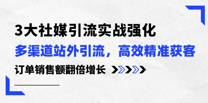 （10562期）3大社媒引流实操强化，多渠道站外引流/高效精准获客/订单销售额翻倍增长