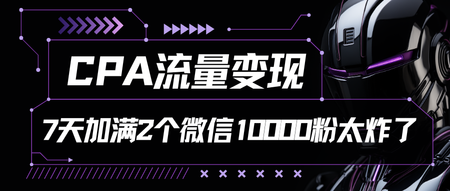 fy3993期-CPA流量变现，7天加满两个微信10000粉