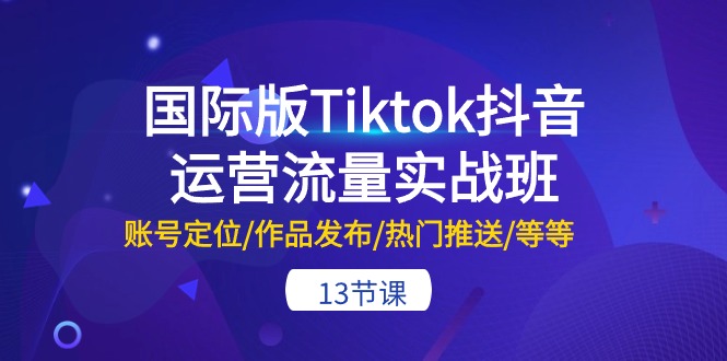 fy4036期-国际版Tiktok抖音运营流量实战班：账号定位/作品发布/热门推送/等等（13节）