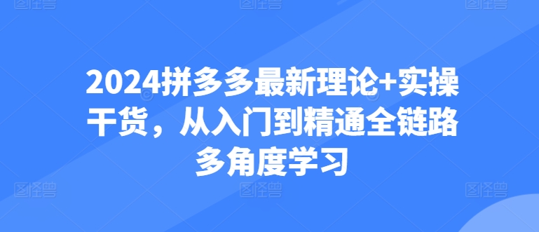 mp8180期-2024拼多多最新理论+实操干货，从入门到精通全链路多角度学习