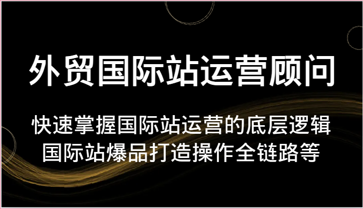 fy4210期-外贸国际站运营顾问-快速掌握国际站运营的底层逻辑，国际站爆品打造操作全链路等