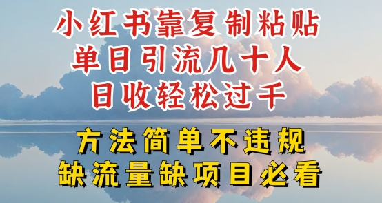 mp8458期-小红书靠复制粘贴单日引流几十人目收轻松过千，方法简单不违规