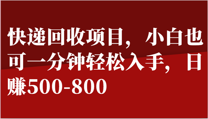 fy4269期-快递回收项目，小白也可一分钟轻松入手，日赚500-800