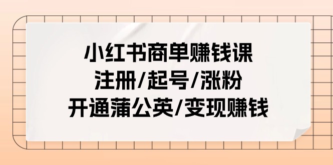 fy4281期-小红书商单赚钱课：注册/起号/涨粉/开通蒲公英/变现赚钱（25节课）