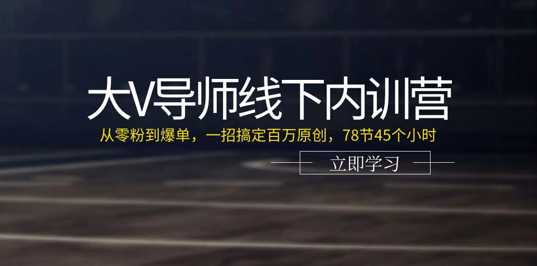 fy4355期-大V导师线下内训营：从零粉到爆单，一招搞定百万原创（78节45个小时）