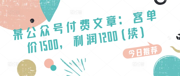 mp8744期-某公众号付费文章：客单价1500，利润1200(续)，市场几乎可以说是空白的