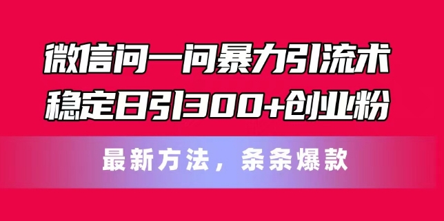 mp8956期-微信问一问暴力引流术，稳定日引300+创业粉，最新方法，条条爆款