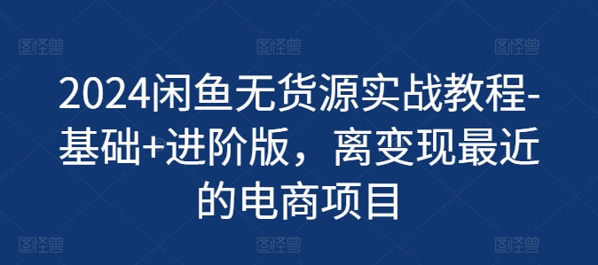 mp8970期-2024闲鱼无货源实战教程-基础+进阶版，离变现最近的电商项目