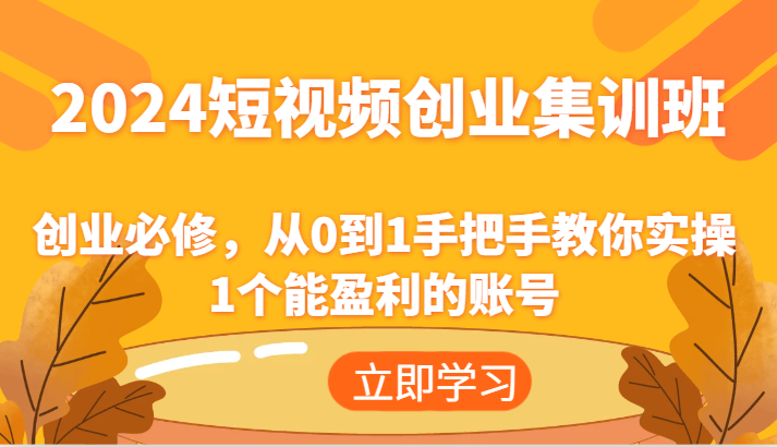 fy4953期-2024短视频创业集训班：创业必修，从0到1手把手教你实操1个能盈利的账号