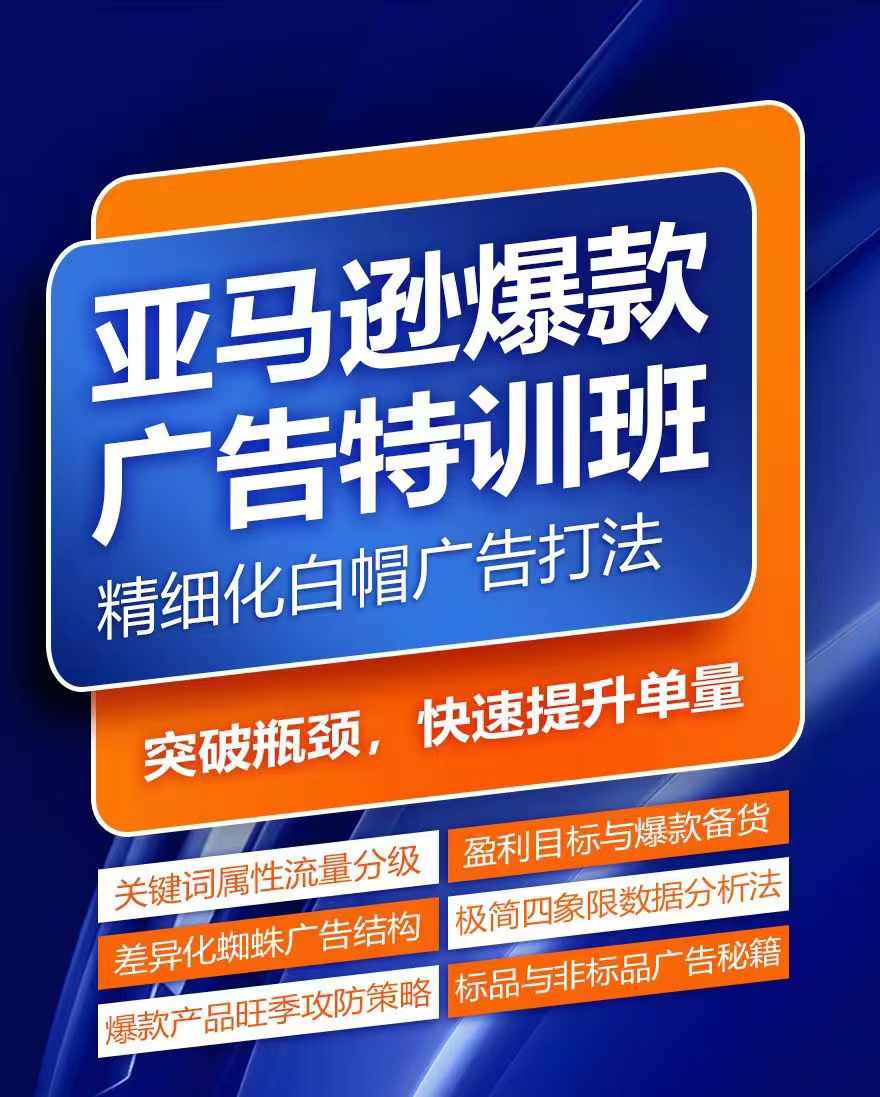 mp9603期-亚马逊爆款广告特训班，快速掌握亚马逊关键词库搭建方法，有效优化广告数据并提升旺季销量