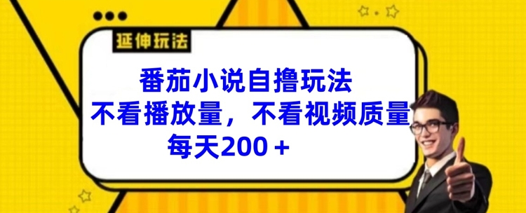 mp9621期-番茄小说自撸玩法，不看播放量，不看视频质量，每天200+