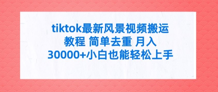 mp9666期-tiktok最新风景视频搬运教程 简单去重 月入3W+小白也能轻松上手