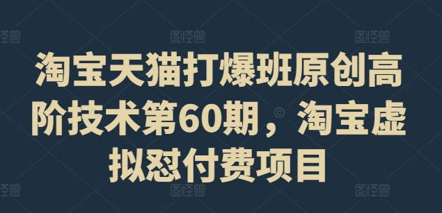 mp9715期-淘宝天猫打爆班原创高阶技术第60期，淘宝虚拟怼付费项目