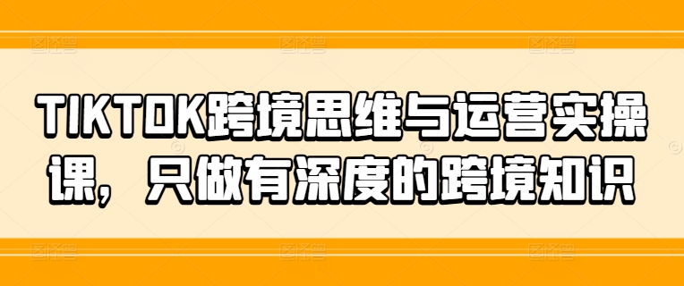 mp9788期-TIKTOK跨境思维与运营实操课，只做有深度的跨境知识