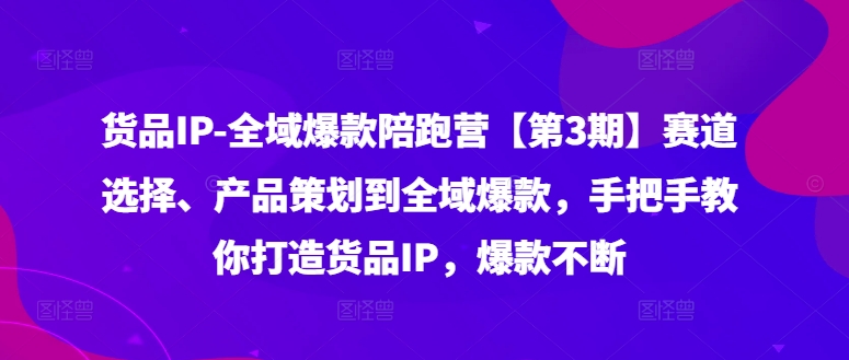 mp9883期-货品IP全域爆款陪跑营【第3期】赛道选择、产品策划到全域爆款，手把手教你打造货品IP，爆款不断