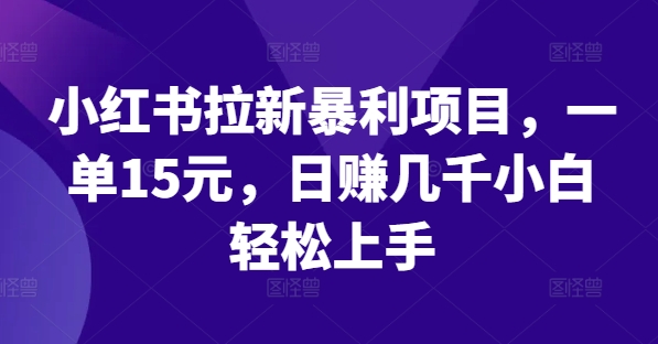 mp9919期-小红书拉新暴利项目，一单15元，日赚几千小白轻松上手