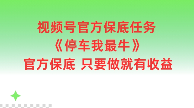 mp10031期-视频号官方保底任务，停车我最牛，官方保底只要做就有收益