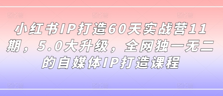 mp10063期-小红书IP打造60天实战营11期，5.0大升级，全网独一无二的自媒体IP打造课程