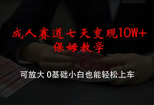 mp10100期-成人赛道七天变现10W+保姆教学，可放大，0基础小白也能轻松上车