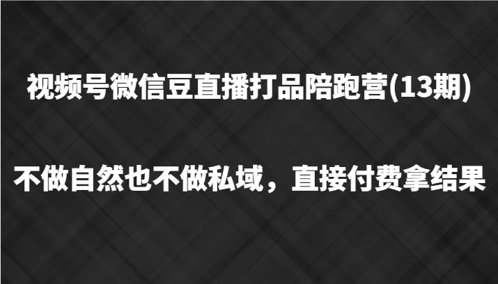 fy5786期-视频号微信豆直播打品陪跑(13期)，不做不自然流不做私域，直接付费拿结果