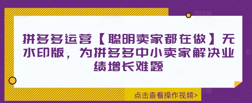 mp10144期-拼多多运营【聪明卖家都在做】无水印版，为拼多多中小卖家解决业绩增长难题