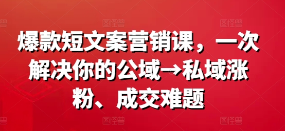 mp10174期-爆款短文案营销课，一次解决你的公域→私域涨粉、成交难题