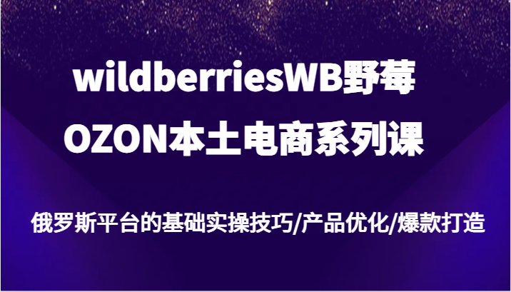 fy6160期-wildberriesWB野莓/OZON本土电商系列课，俄罗斯平台的基础实操技巧/产品优化/爆款打造