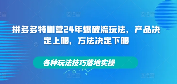 mp10520期-拼多多特训营24年爆破流玩法，产品决定上限，方法决定下限，各种玩法技巧落地实操