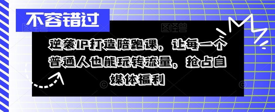 mp10606期-逆袭IP打造陪跑课，让每一个普通人也能玩转流量，抢占自媒体福利