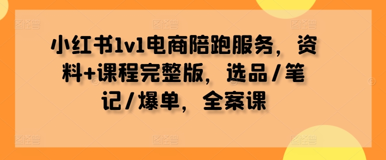 mp10816期-小红书1v1电商陪跑服务，资料+课程完整版，选品/笔记/爆单，全案课