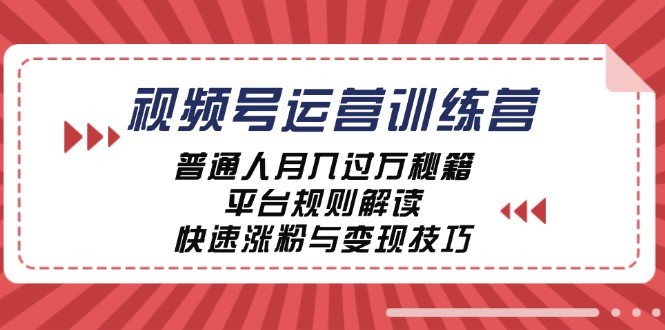 fy6773期-视频号运营训练营：普通人月入过万秘籍，平台规则解读，快速涨粉与变现