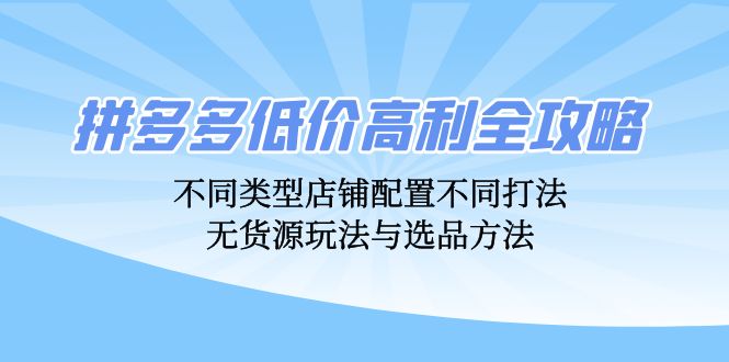 fy7166期-拼多多低价高利全攻略：不同类型店铺配置不同打法，无货源玩法与选品方法