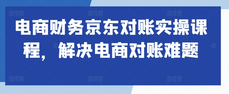 mp11668期-电商财务京东对账实操课程，解决电商对账难题