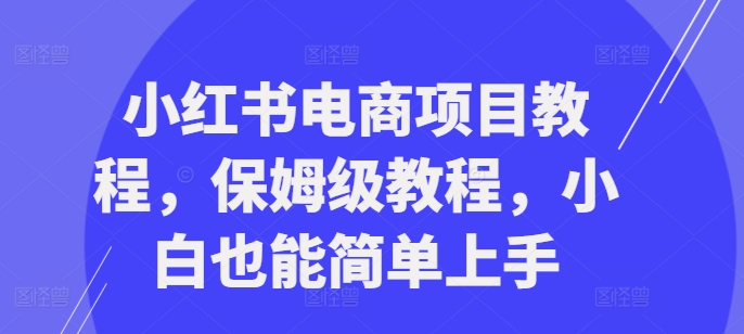 mp11706期-小红书电商项目教程，保姆级教程，小白也能简单上手