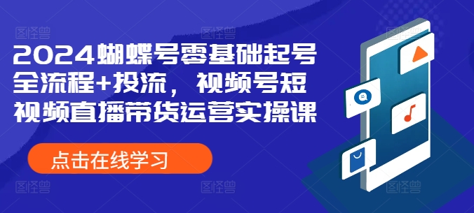 mp12163期-2024蝴蝶号零基础起号全流程+投流，视频号短视频直播带货运营实操课